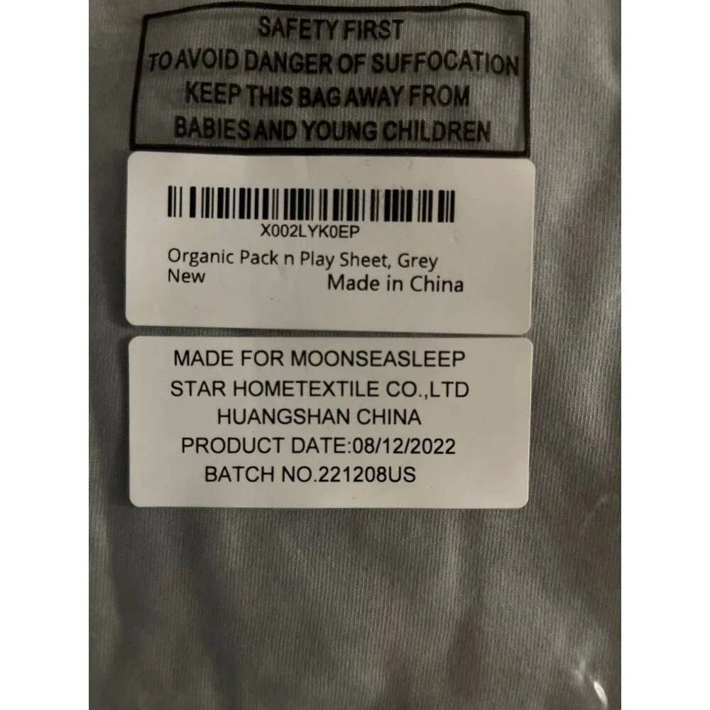 MOONSEA Organic Playard/Mini Crib Sheet Gray New in Package